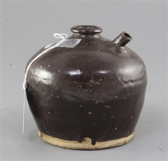 A Chinese Henan brown glazed stoneware oil jar, Song dynasty height 12.5cm